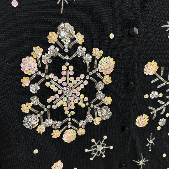 Vintage Heirloom Collectibles Black Sweater with Snowflake Pattern Sz S - Picture 4 of 4